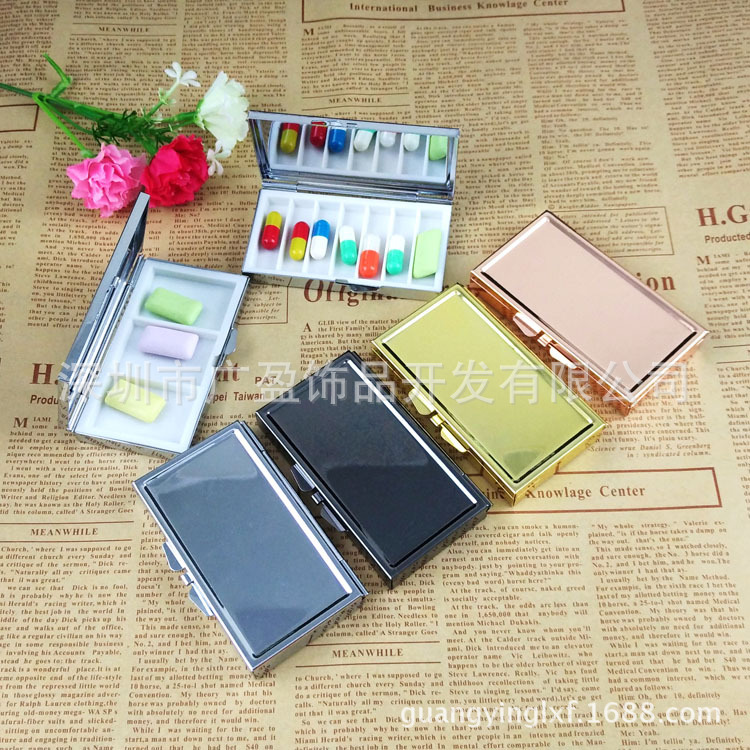欧美厂家直销高档环保7格金属药盒 绘画调色颜料多功能迷你收纳盒