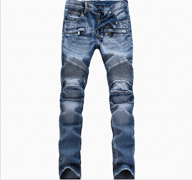 Herren Slim Fit Straight Leg Motorradjeans Für Herren Hellfarbig_voghion.com