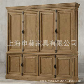 美式实木衣柜储物柜餐边柜客厅收纳柜餐具柜 法式全屋家具定制