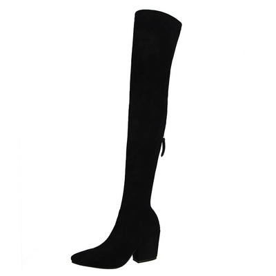 228-1长靴 228-1 in Europe and the winter wind contracted show thin suede high-heeled wedge tines pedicure sexy nightclub knee-high
