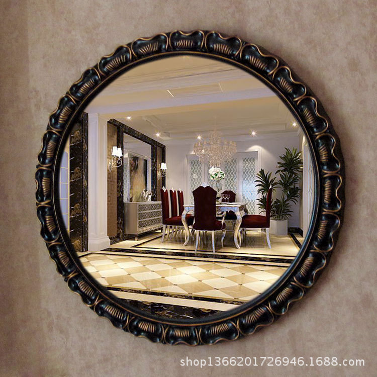 欧式复古软装设计师欧式镜子浴室镜壁挂圆形挂镜卫浴镜子OY-126