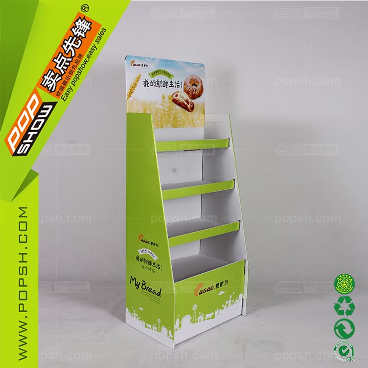 上海厂家生产四层食品面包糕点折叠展示架纸货架FL8467轻便折叠