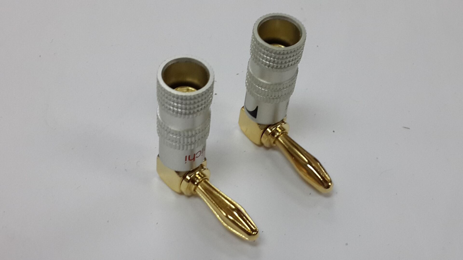 中道全铜镀金铝壳香蕉弯插/中道香蕉插90度/中道L行香蕉插