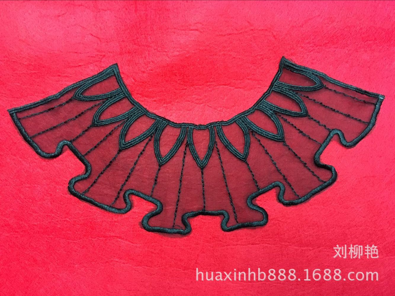 网布涤光丝刺绣领花蕾丝花边服装辅料花边打底衫绝配厂家直销镶边