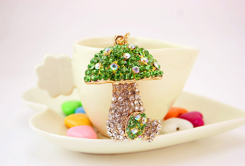 49g Weight Alloy, Metal Material Flower Pattern Unisex Gender Pink, Purple, Red, Green, Blue Color Mushroom Pendant Keychain 12