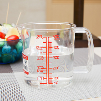 日本进口烘焙量勺量杯 500ml塑料刻度杯大容量杯子奶茶刻度杯