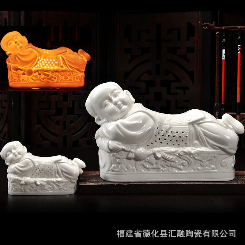 德化白瓷陶瓷灯艺术品婴儿枕摆件古玩古懂故宫收藏品家居装饰 阿里巴巴