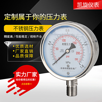 YN100BF不锈钢耐震压力表 不锈钢压力真空表负压水压气压油压表