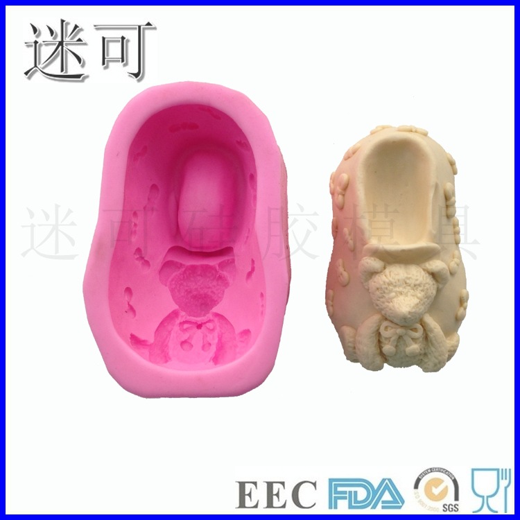 Oso zapatos de silicona fondant pastel molde jabón artesanal DIY fábrica ventas directas