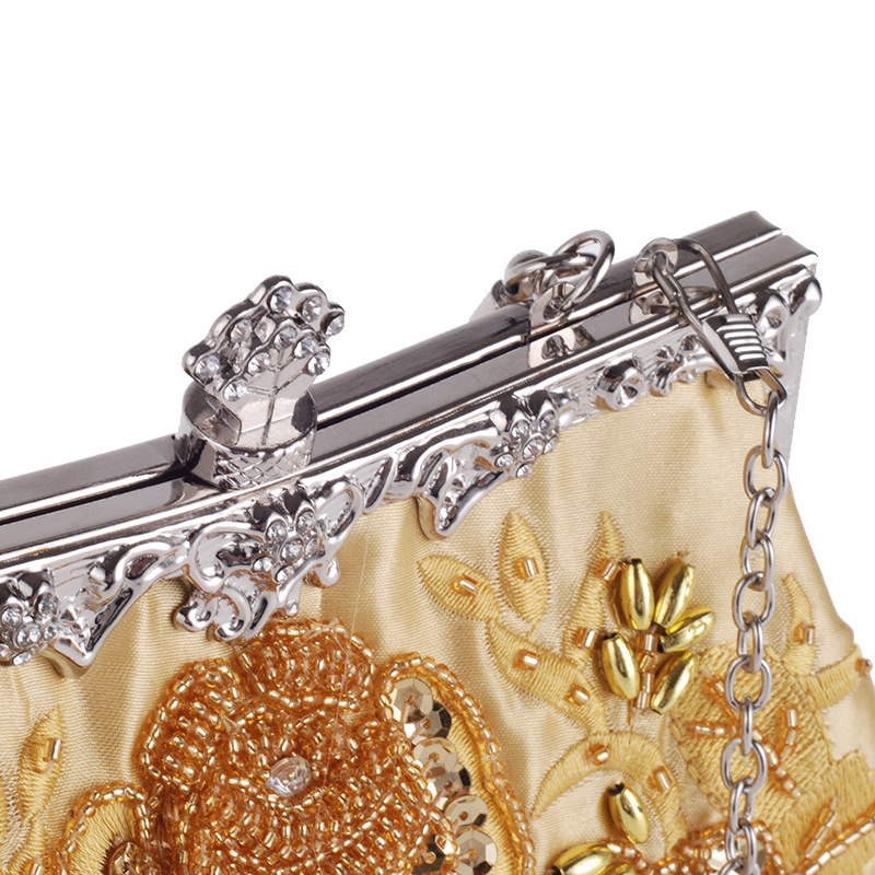 Vintage silk embroidered evening bag NHYG154192