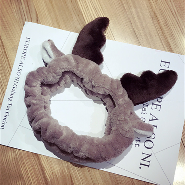 Accesorios para el cabello coreano lavado facial banda para el cabello banda de maquillaje femenino diadema máscara banda para el cabello franela Linda cornamenta venta Linda diadema