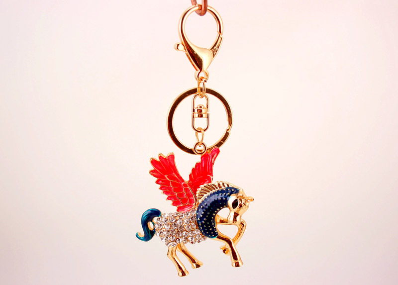 51g Weight Alloy, Metal Material Unisex Gender Korean Creative Rhinestone Pegasus Car Keychain 5