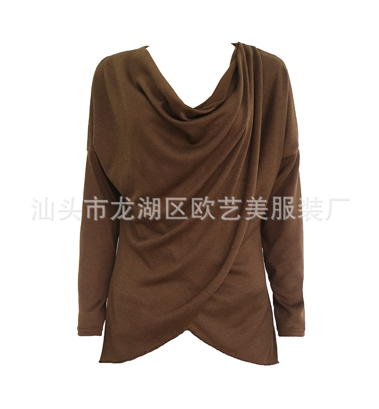 Womens Irregular Long Sleeve T Shirt Deep V Neck Cross Front Design Trendy Style Perfect for Casual Wear Wholesale