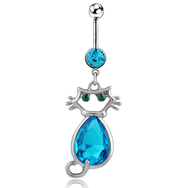 Simple Style Cat Stainless Steel Inlay Zircon Women's Belly Ring 1 Piece display picture 3