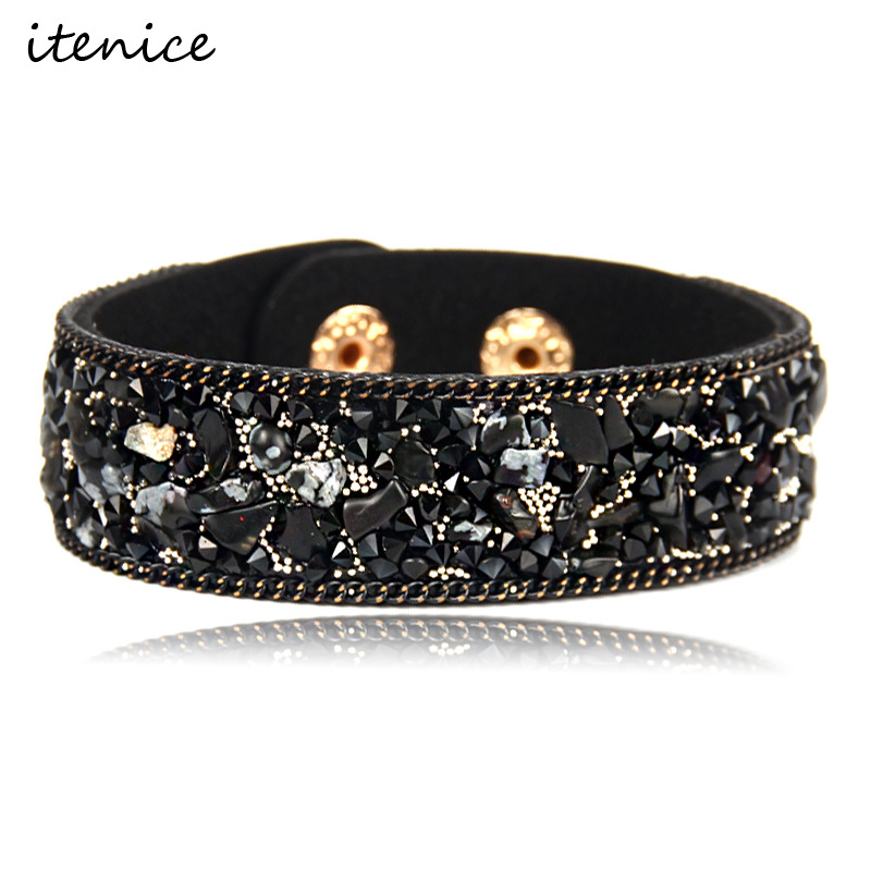 creative crystal gravel irregular colored gemstone flannel bracelet