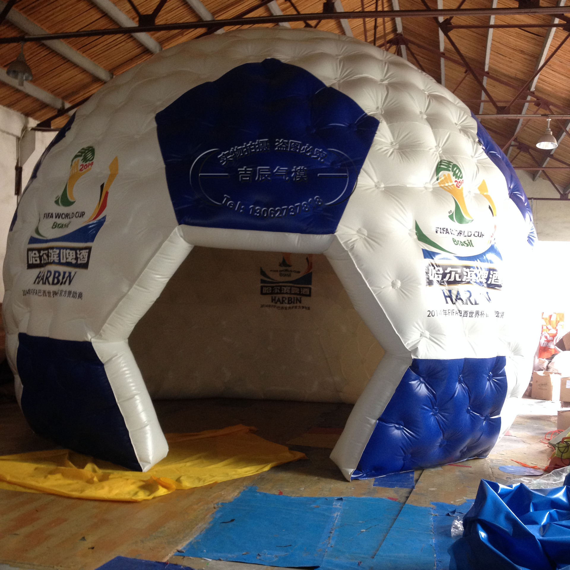 定制足球充气帐篷气模 室外场地帐篷卡通气模广告卡通气模