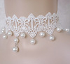 White lace necklace from pearl, dress for bride, accessory, false collar