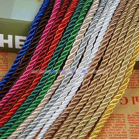 彩色三股手提涤纶绳礼品盒装饰打头扭绳 礼品袋彩色三股绳