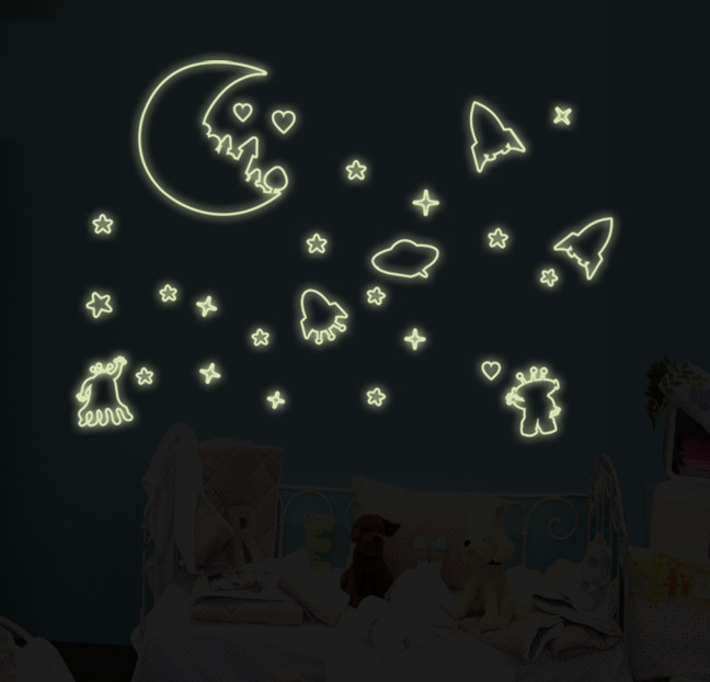 【厂家热销】 Y0004 卡通月亮 夜光贴 幼儿园儿童教室背景墙贴