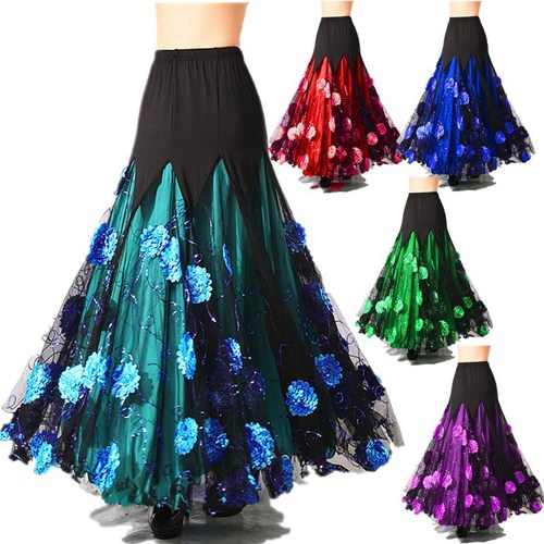 Ballroom dance skirts half body practice skirt social dance big swing skirt national standard dance waltz square dance long skirt