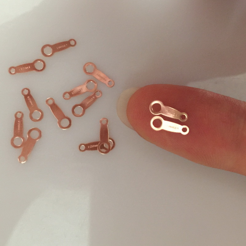 14K包金玫瑰金字印牌 美国注金标记收尾扣 双孔搭片 连接片