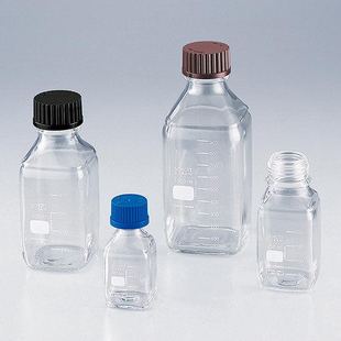 Screw bottle square red black blue lid 1-8870 3