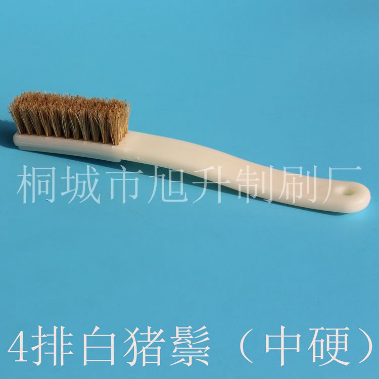 厂家供应4排白猪鬃中硬文玩刷 猪鬃刷子核桃刷刷猪鬃纳米毛刷