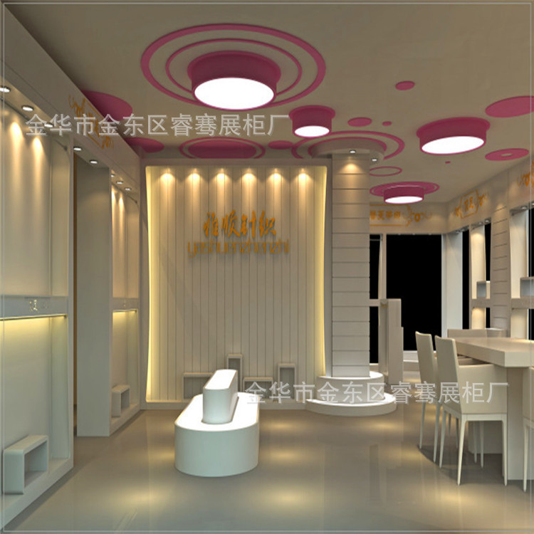 嘉兴展示柜厂家 服装展柜 槽板展示架 密度板展示柜 彩妆展示柜