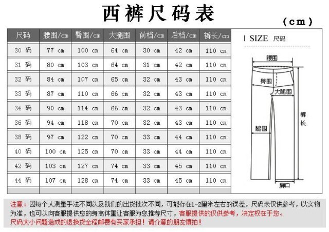 西裝褲尺碼