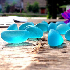 Crystal Glass Beads Blue Light Stone Fish Tank Aquarium Landscape Decorative Stones 500G About 75 Pcs