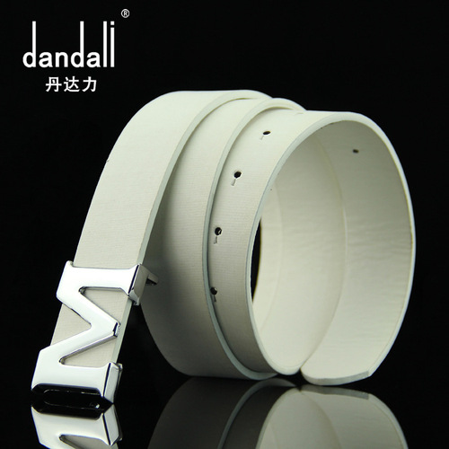 Dandali manufacturer wholesale business smooth buckle belt men's imitation leather belt Korean style letter buckle dropshipping