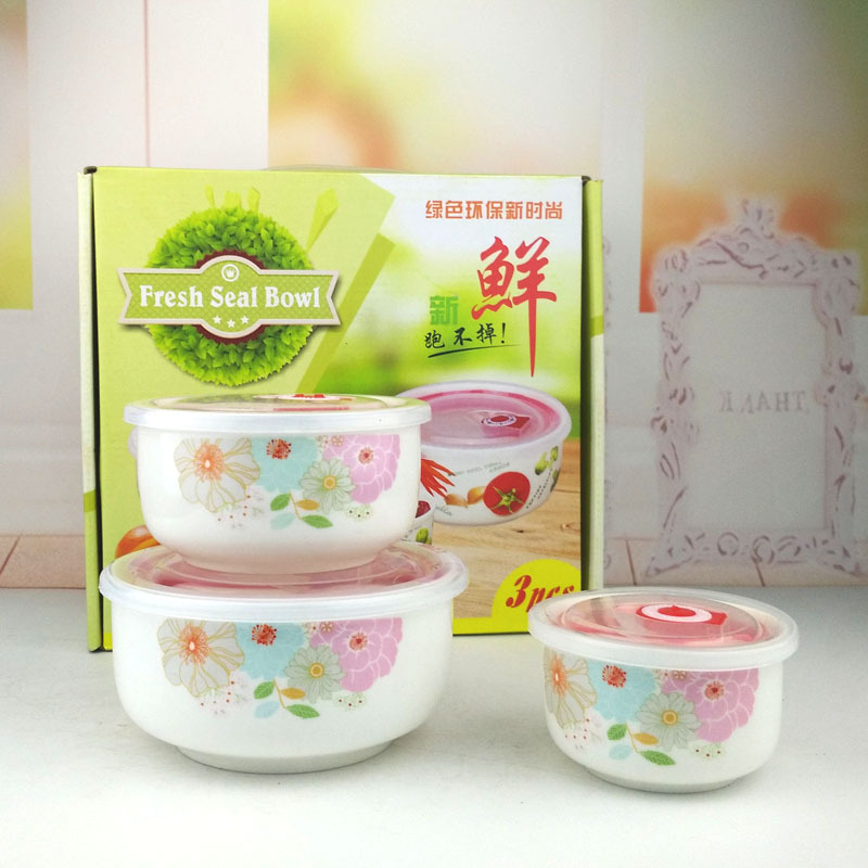 Creative ceramic gift Korean bowl three-...