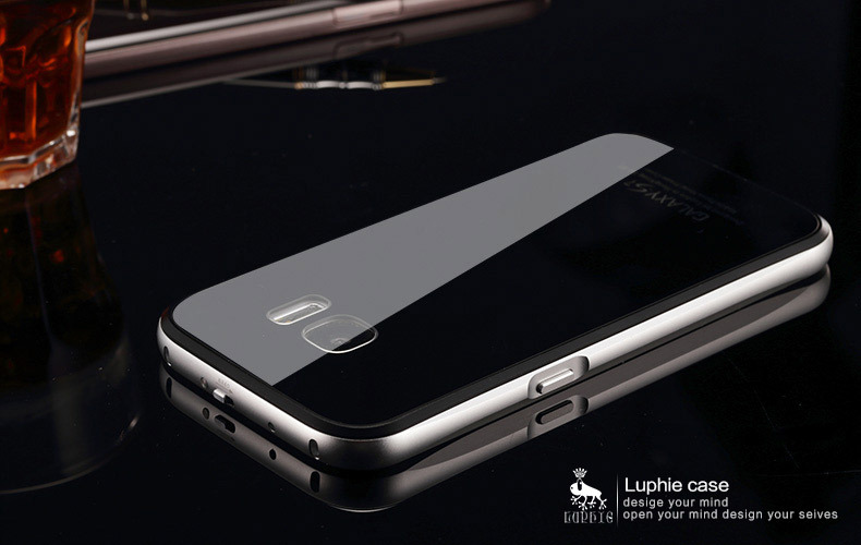 Luphie Aircraft Aluminum Metal Frame 9H Tempered Glass Back Cover Case for Samsung Galaxy S7 Edge G9350