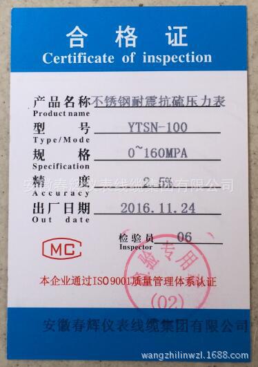 YTSN-100合格證