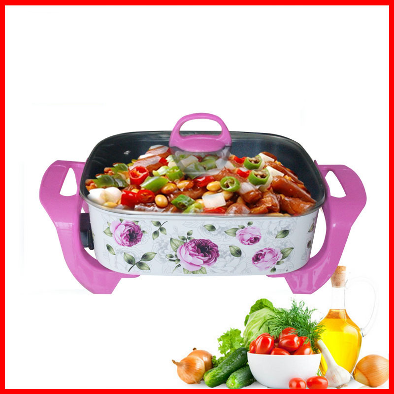 韩式多功能电热锅 学生煮面一体电炒锅正品家用四方火锅厂家直销