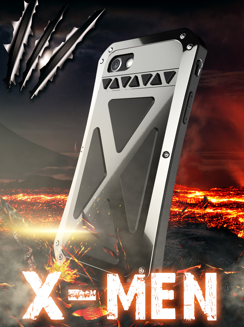 R-Just X-Men Superhero Slim Waist Stainless Steel Dirtproof Shockproof Heavy Duty Metal Case Cover for Apple iPhone 7 Plus