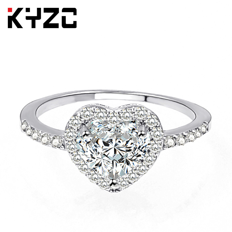 Heart-Shaped Love Ring Zircon Female Fashion Jewelry
