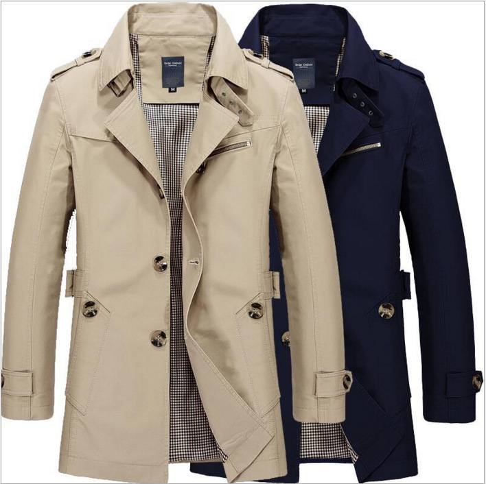 Foreign trade spring men's casual jacket medium length fashion large men's cotton thin windbreaker men's coat