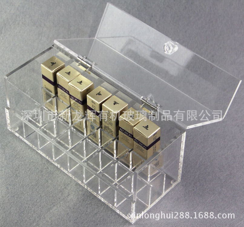 亚克力透明口红唇膏收纳盒 有机玻璃化装品展示架 精品包装盒批发