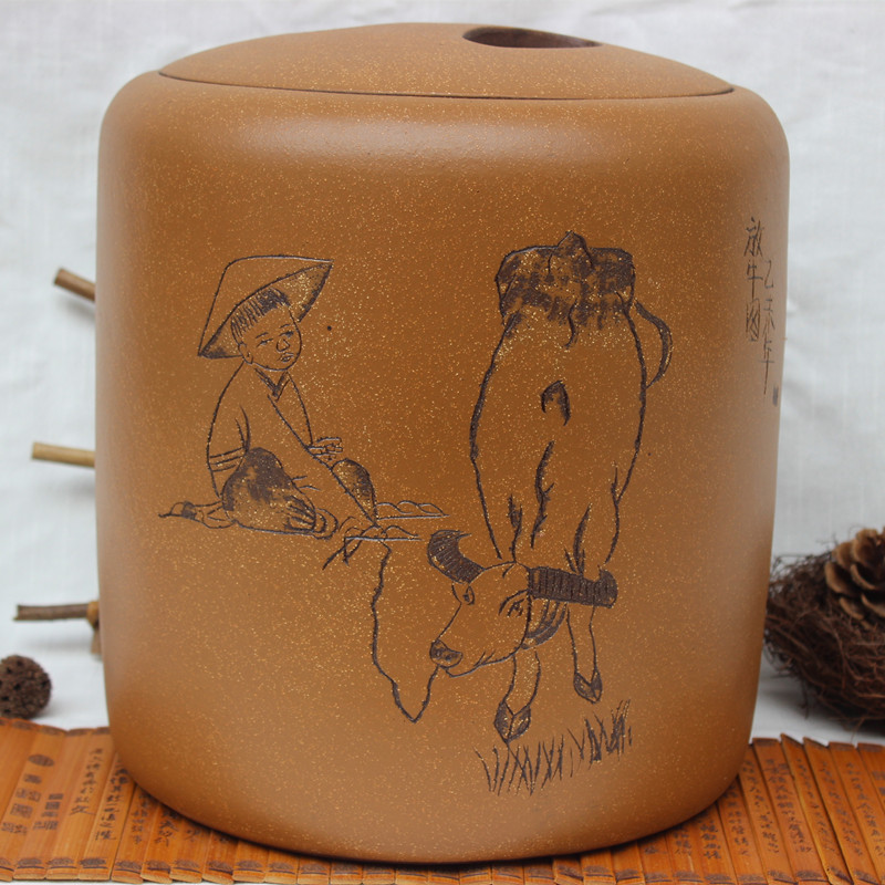 紫砂普洱七饼装茶罐大陶罐密封茶叶罐普洱茶紫砂大号茶叶罐茶叶缸