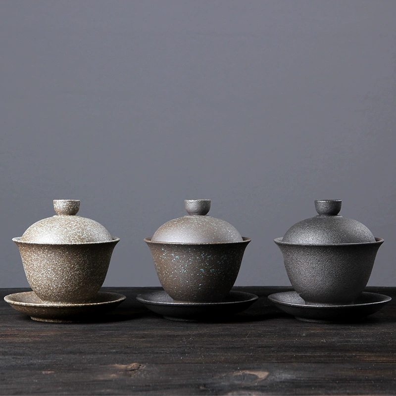 Грубая керамическая крышка миска чайная чашка три только крышки Чаша для тоста Чашка ручной горшок для изготовления чая кунг-фу чайный набор аксессуары фабрика прямое производство партий