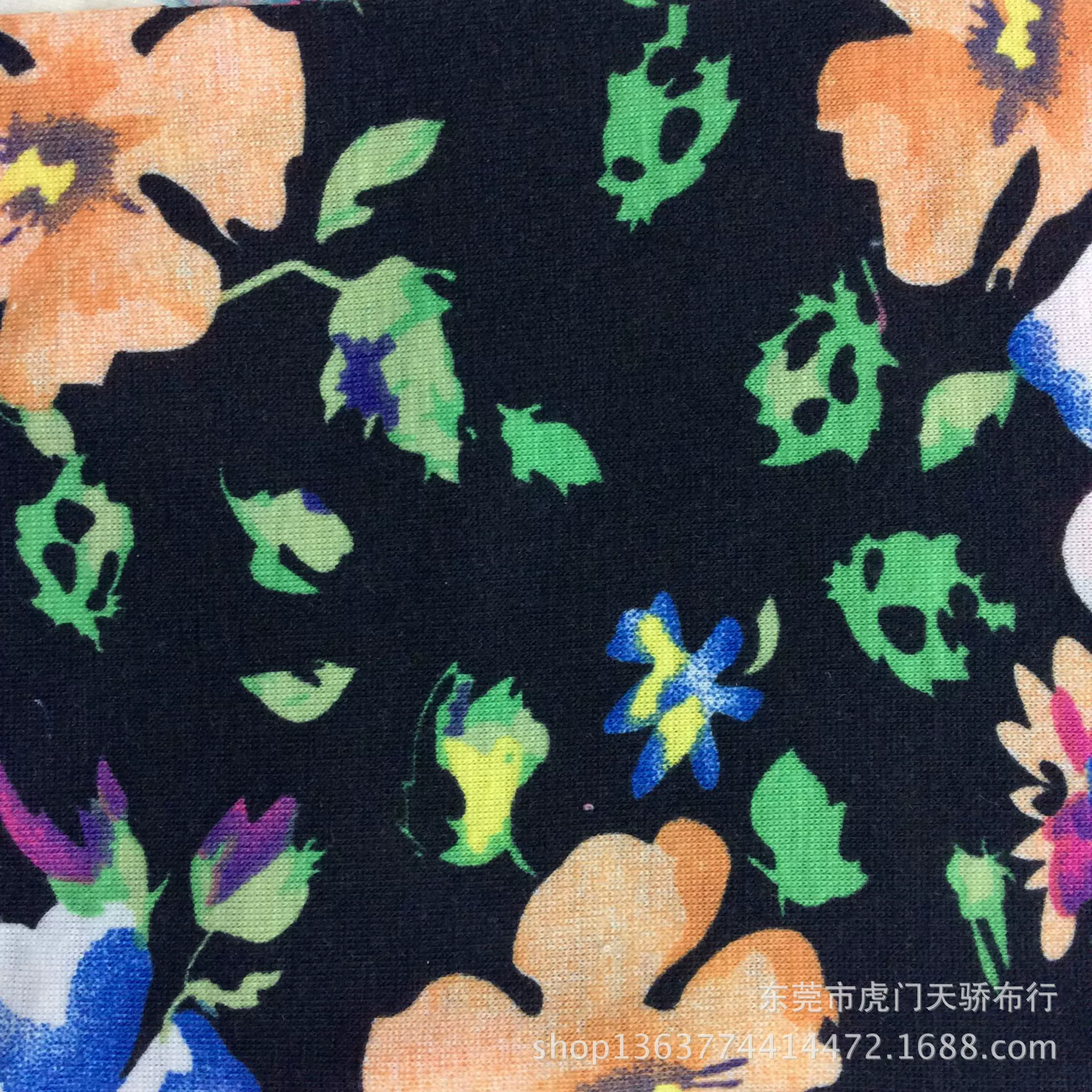 Spot supply knitting single jersey printing knitting imitation cotton pull frame printing small floral dress hair accessories