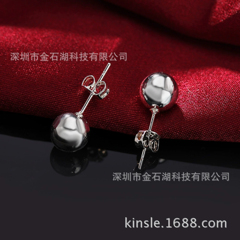 Золотистые/серебристые? Actually input: " Silver fashionable earrings, rosary with round beads, Korean style, 8mm"