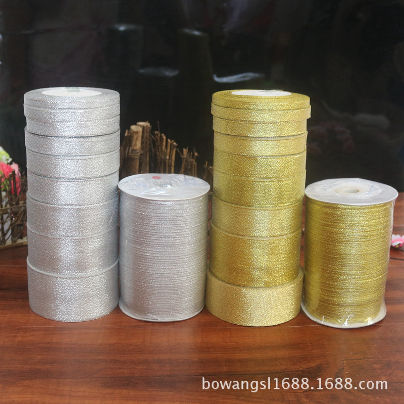 0,3-5cm de ancho de oro y plata cebolla con pastel de dulces caja de embalaje cinta de oro y plata cinta al por mayor Accesorios