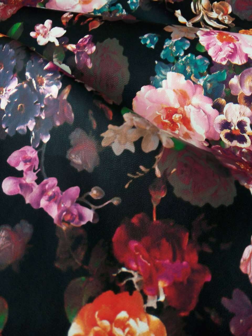 印花仿皮 人造革PU 大花印花 欢迎来样开版 适合夹克外套