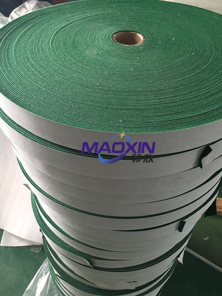 白底绿绒无纺布包辊带  验布机绿绒布