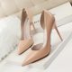 638-5 Korean version of fashion simple stiletto high-heeled patent leather shallow mouth pointed hollow sexy thin high-heeled shoes