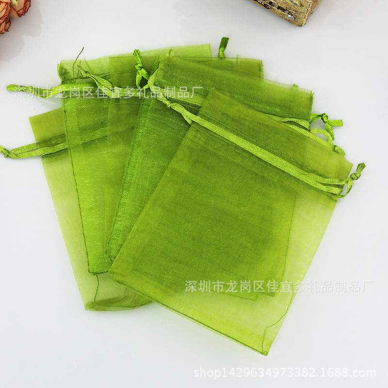 厂家直供15*20CM欧根纱雪纱面料抽绳束口纱袋起泡收纳 可加印LOGO