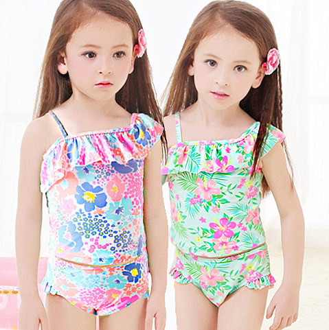 Children's fuchsia split swimwear for early age for swimming