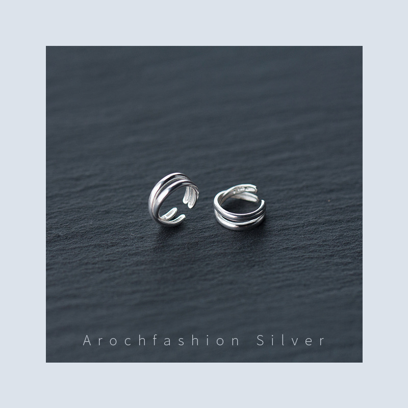 S925 clip de orejas de plata para mujeres moda coreana de doble capa clip de orejas cruzado sin agujeros de orejas pernos E3049